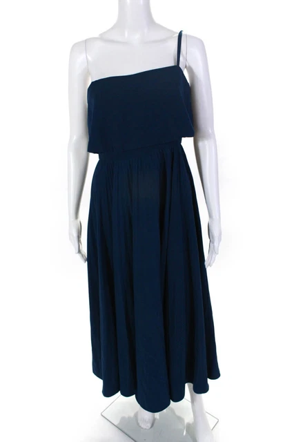Jill Jill Stuart Womens One Shoulder Ruffle Pleated Gown Blue Size 2 12241266