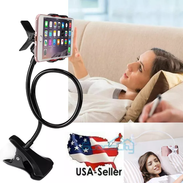 Flexible 360 Clip Mobile Cell Phone Holder Lazy Bed desk Bracket Mount Stand New