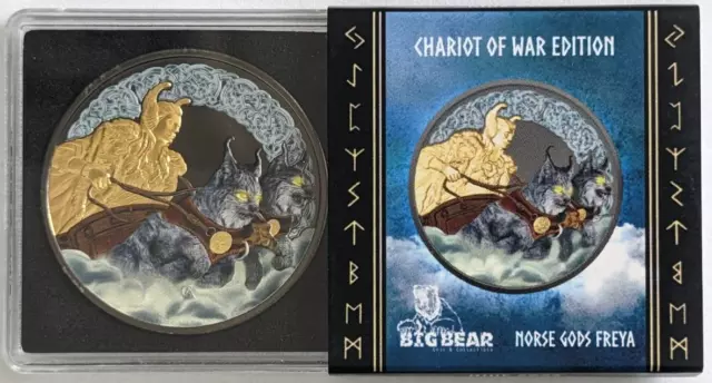 2022 Niue Norse Gods Freya Chariot of War Edition 1 oz Silver Coin -Mintage 250-