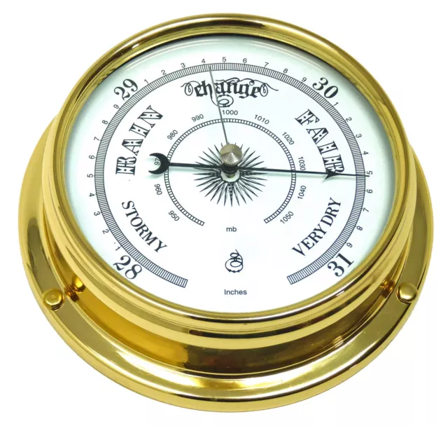 Tabic Traditional Solid Brass Barometer, Weighs (1/2kg), Handmade in England