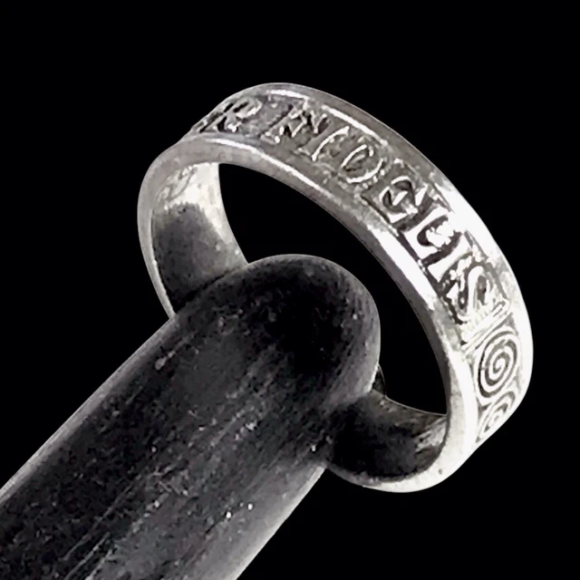 Bague Chevalière Ancienne En Argent Massif (sterling) - Motif Triskel Celtique Et Devise 'Semper Fidelis' - Taille 48