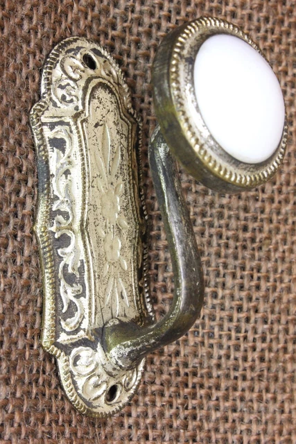 Old Coat Bath Robe Hook Picture Hanger Curtain Tieback Porcelain Button Vintage