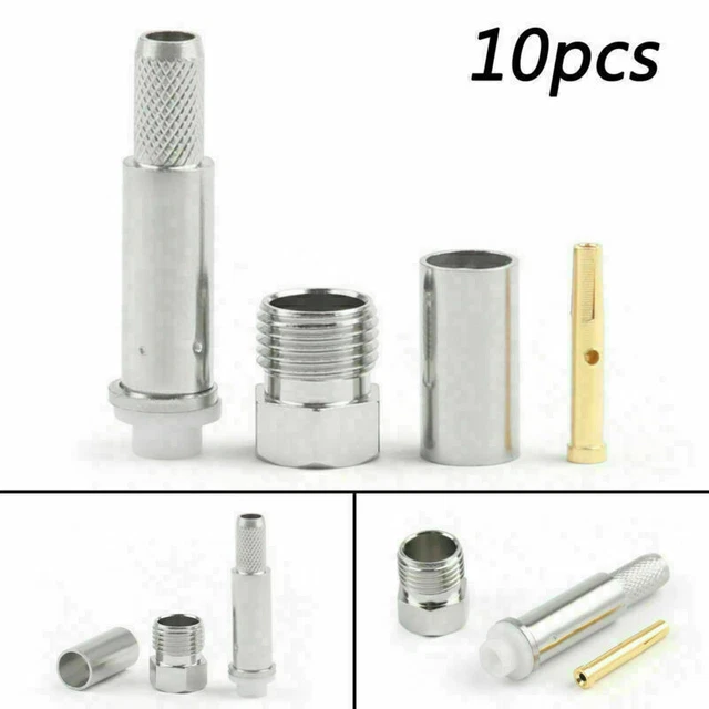 10xFME Female Jack Crimp RF Coax Connettore Per RG58 RG142 LMR195 RG400 Cavo ZA