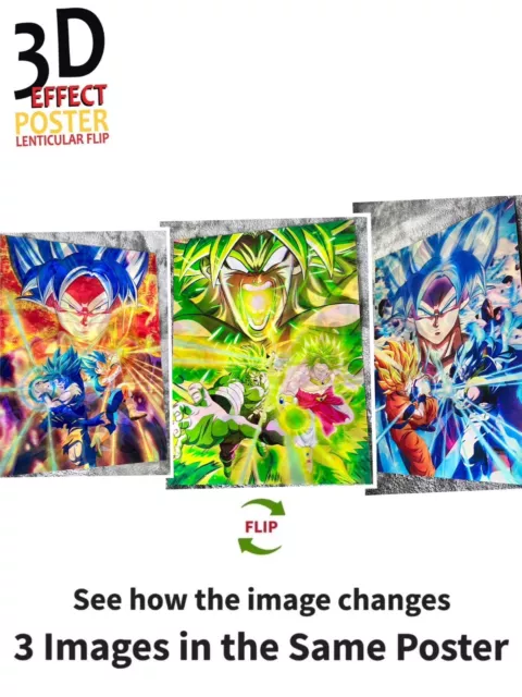 Goku,Vegeta,Broccoli-3D Lenticular Effect- Anime Dragon Ball Z Poster, 3 In One