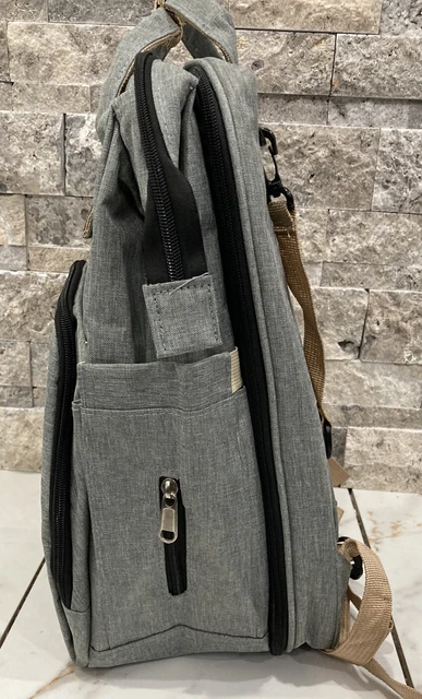 3 in 1 GRAY Diaper Bag Backpack, Baby Portable Crib, Bassinet Bed Changing Mat N 9