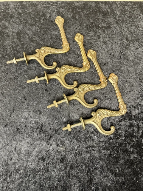 Antique Coat Hooks Metal Hat Rack Screw In -Set of 4-
