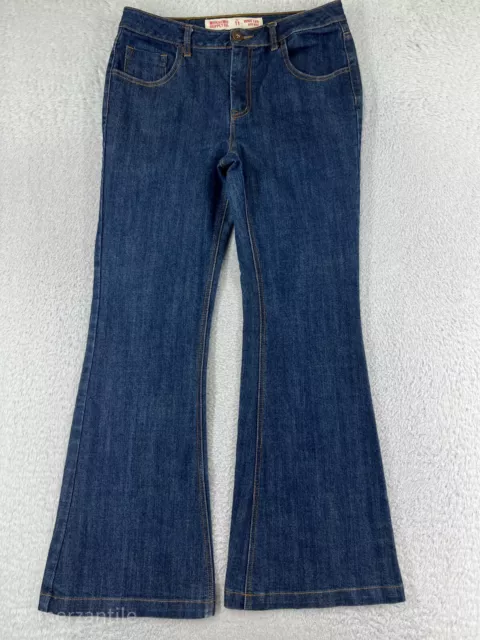 Mossimo Pants Womens 11 Blue Denim Jeans Wide Leg High rise Flare Cotton Blend