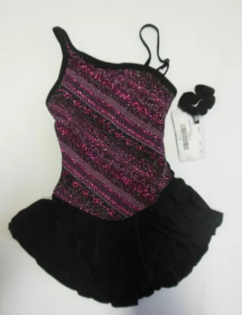 One shoulder Slinky Camisole Skate dress Black Glitter SheerBack Girls