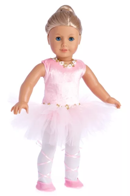 Prima Ballerina - Ballet Doll Outfit for 18" American Girl, Leotard Tights Shoes