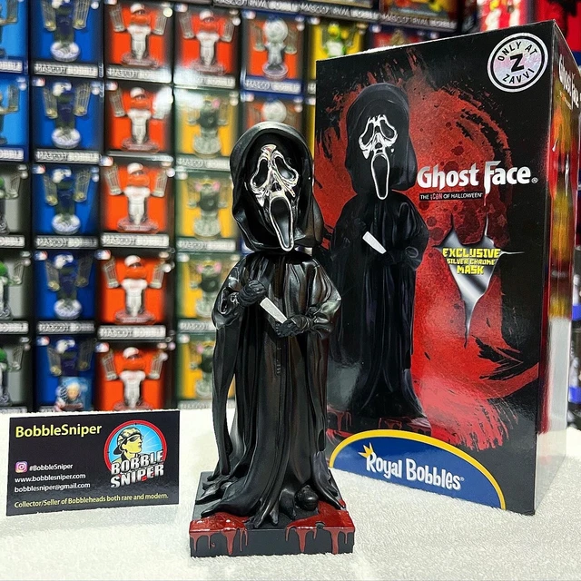 GHOST FACE Scream Movie Chrome Silver Mask Horror Halloween Blood Bobblehead