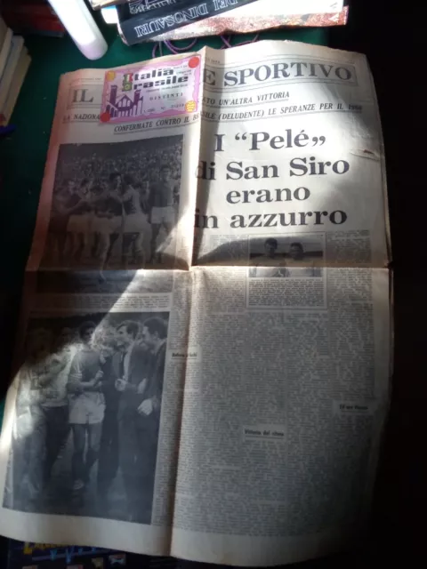 Biglietto calcio Italia Brasile 12 Maggio 1963 San Siro Milano + giornale 13