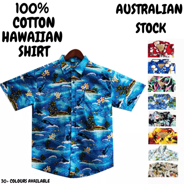 Men's Oahu Hawaiian Party Shirt Button Hippie Tops Short Sleeve Beach Holiday