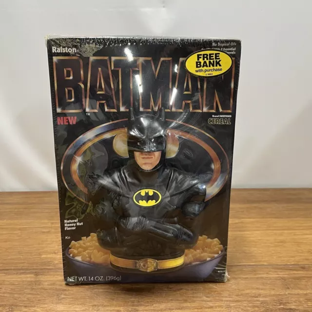 Vintage 1989 Ralston BATMAN Cereal Box NEW SEALED with Coin Bank Toy 