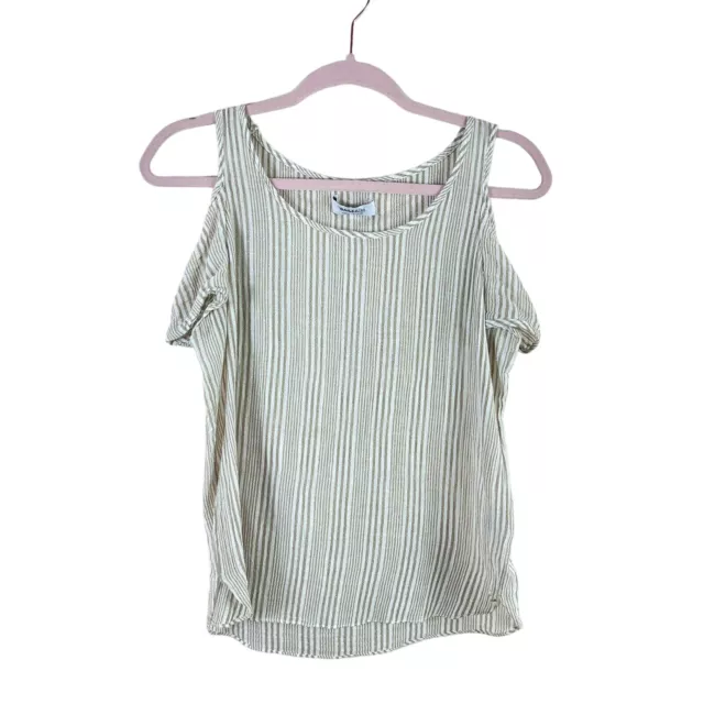 BAILEY 44 womens size XS tan striped cold shoulder lightweight cotton tank top