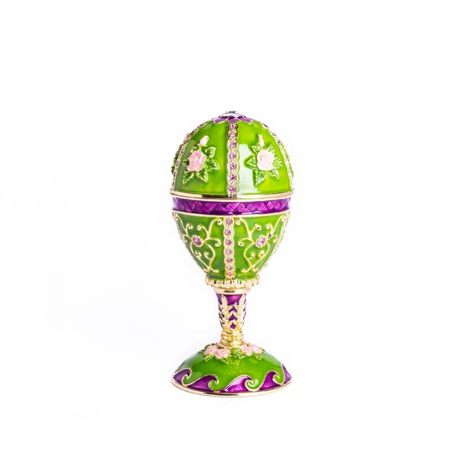 Boîte à bijoux et oeuf Fabergé vert fait à la main par les cristaux keren kopal