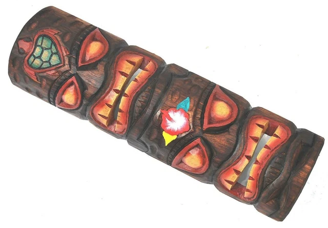Maschera da Parete Tiki 50cm Con Schöldkröte Motivo IN Legno Wooden