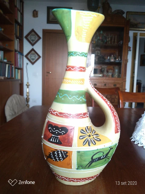 VASO DERUTA ANNI ’50-60 Animali E Piante Firmata Ars Artigiana Deruta ...