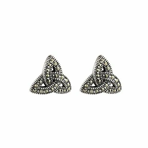 Solvar Women's Sterling Silver Trinity Knot Marcasite Earrings