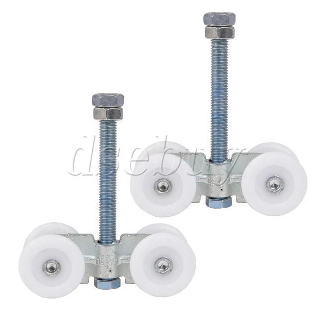 2 Pcs 0.53" Rod Thread Dia Sliding Doors Rail Hanging Trolley Wheel with Nuts