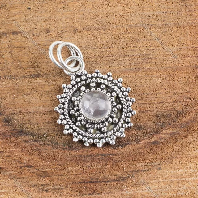 Natural Rose Quartz Gemstone Pendant 925 Sterling Silver Jewelry For Girls