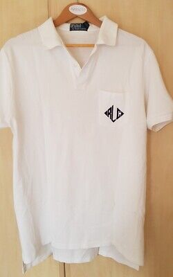 mens ralph lauren polo shirt white size L used mark to collar see last pic
