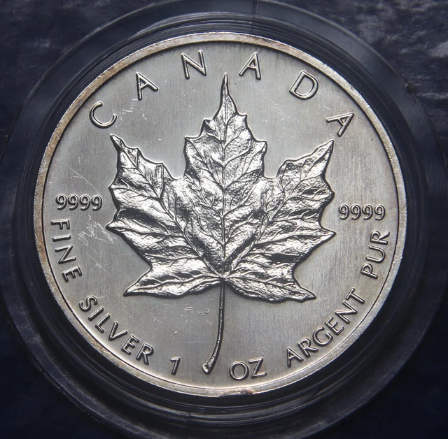 1oz CANADA SILVER .999 MAPLE LEAF 5 DOLLARS 1999 TONED