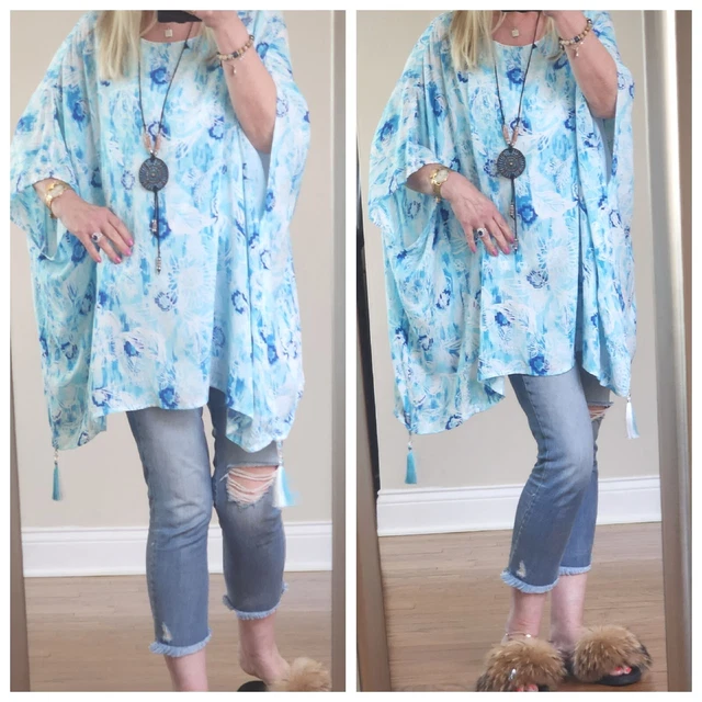 New JM COLLECTION Plus 2X Tunic Kimono Cover Up Box Top Lining Tassel Oversized