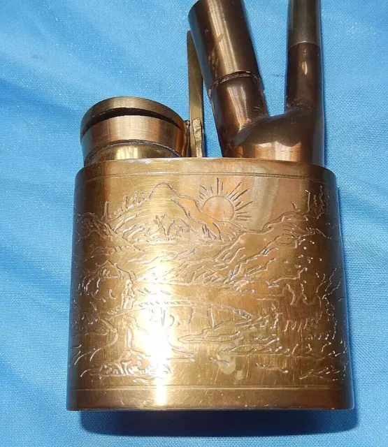 Vintage Brass Chinese Water Pipe ( 181 ) Markings On Side From Large Collection 3