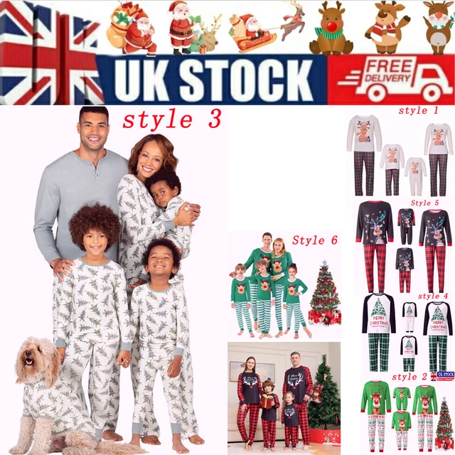 UK Christmas PJs Family Matching Xmas Pyjamas Pajama Sleepwear Nightwear Set NEW