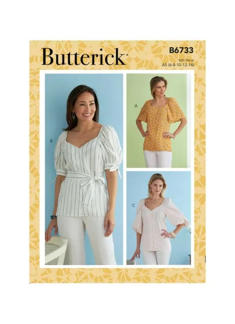 NEW BUTTERICK SEWING PATTERN B6733 MISSES TOP / SHIRT Sz. 6-14 or 14-22 UNCUT