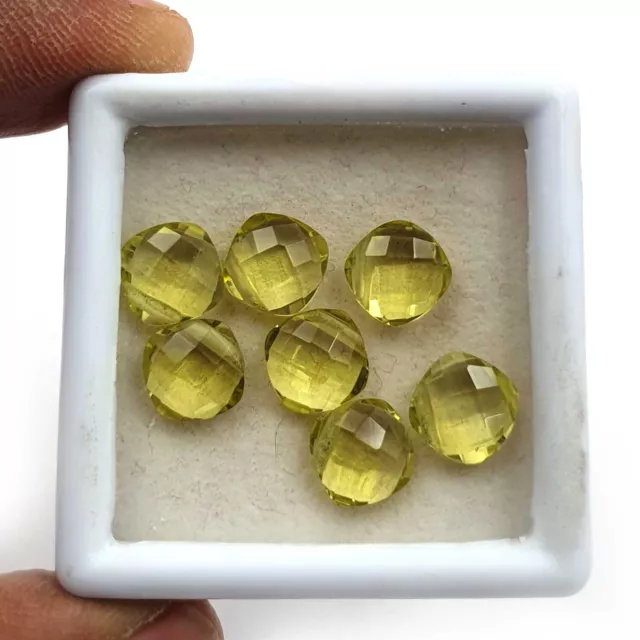 Naturel Citron Quartz Coussin Briolette Coupe Desseré Pierre Lot 7 Pcs 8 MM 16