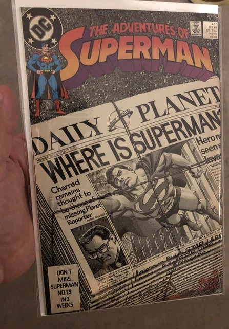THE ADVENTURES OF SUPERMAN #451 JERRY ORDWAY DC COMICS 1989 Iconic Cover
