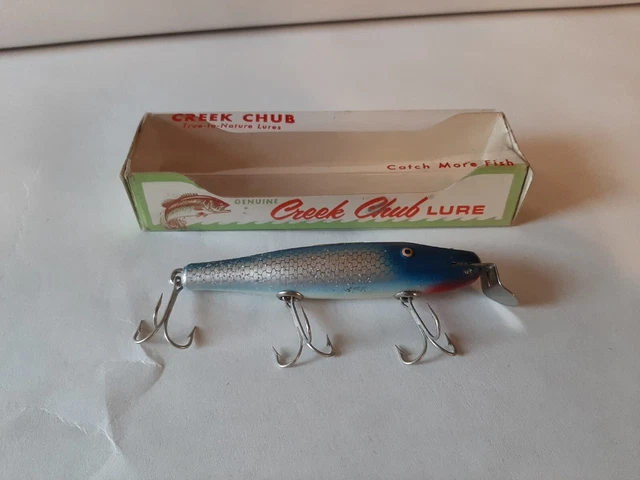 Vintage Creek Chub Wood Blue & Silver Flash Pikie 734W Fishing Lure New in Box Vintage Creek Chub Wood Blue & Silver Flash Pikie 734W Fishing Lure New in Box