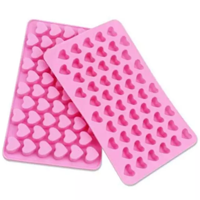 1/2/3 Pack 55-Cavity Hearts Silicone Moulds for Baking Wax Melts Chocolate Molds
