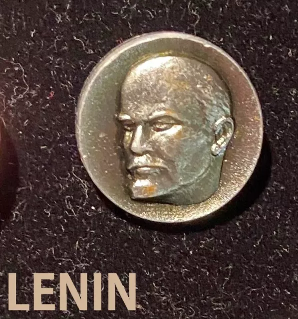 Vintage Soviet Russian USSR Communist Vladimir Lenin Pin back Badge Circle