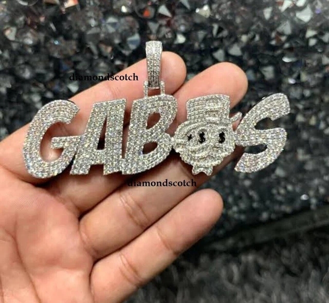 3 ct echter Moissanit-Namensbuchstaben-Anhänger aus 925er Sterlingsilber