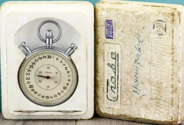SLAVA USSR Soviet Split Stopwatch Chronometer Caliber 5498 20 jewels 2 MChZ +BOX