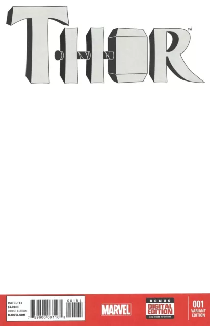 Thor #1 Blank Variant Jane Foster Jason Aaron Russell Dauterman Marvel 2014