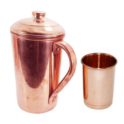 brocca in puro rame Brocca in rame e set di 2 bicchieri prodotto in India. ayurveda ideale per acqua 