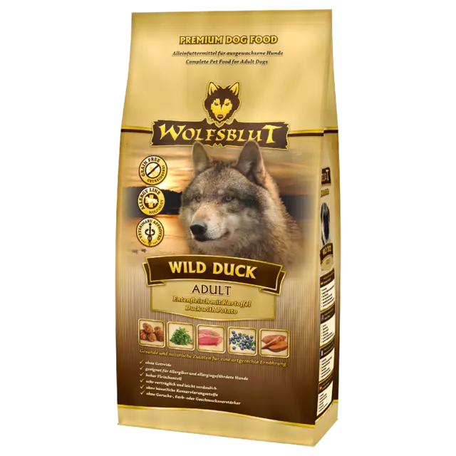 Wolfsblut Wild Duck Adult mit Ente und Kartoffel Hundefutter Trockenfutter