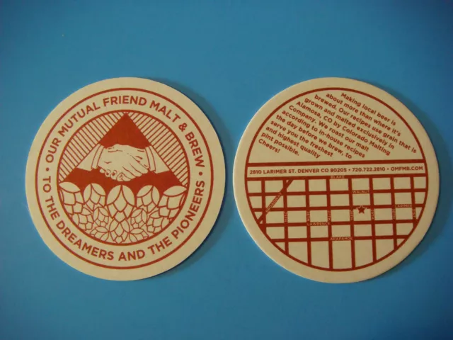 Beer Brewery Coaster ~**~ OUR MUTUAL FRIEND Malt & Brew ~ To Dreamers ~ COLORADO