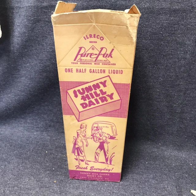 RARE VINTAGE Sunny Hill Farm Dairy MILK CARTON Half Gallon Cape Girardeau