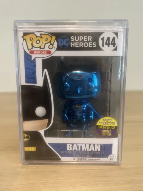Funko Pop! DC Heroes - Batman #144 Blue Chrome- SDCC Toy Tokyo LE