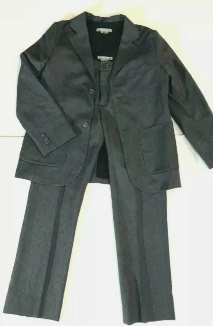 Bonpoint Grey Wool Suit /Small Lapels/2 Button Front/Pants Adj. Waist Sz. 14