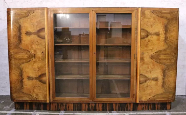 Large Antique vintage ART DECO glazed display cabinet / bookcase / storage unit