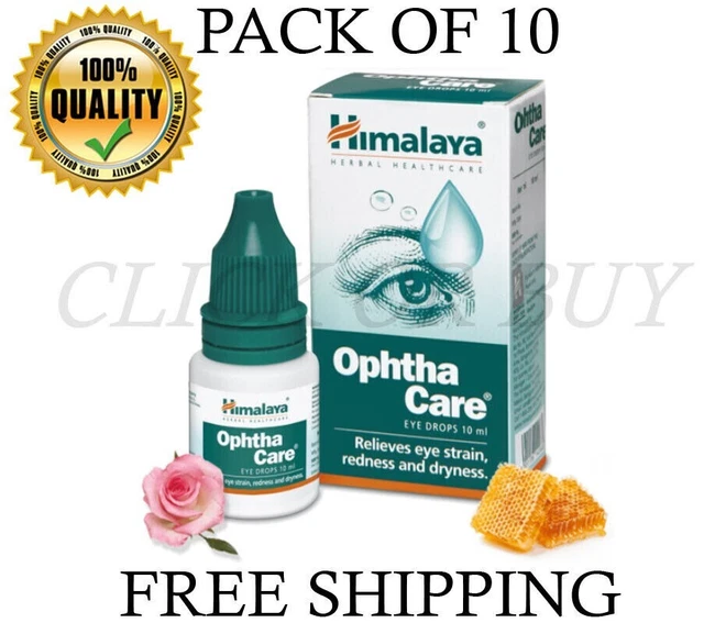 Paquete de 10 gotas para ojos a base de hierbas HIMALAYA Ophtha Care (10 ml cada una) para fatiga ocular