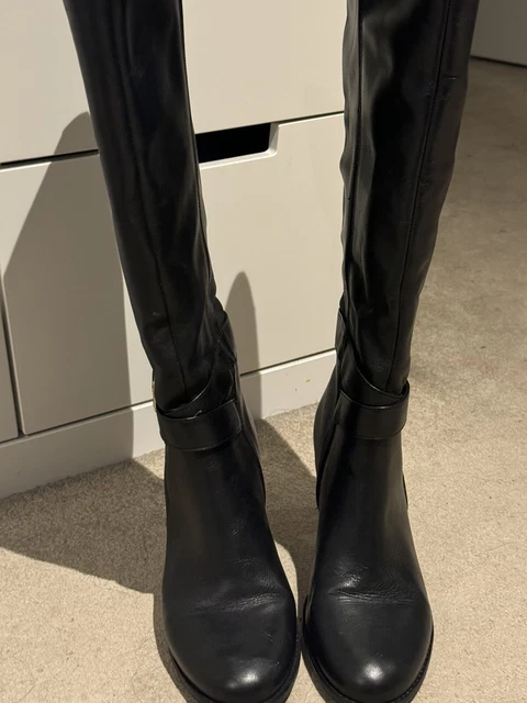 LADIES DUNE GREY Pull On Leather Knee High Boots. Size EU 40 UK 6.5 24.99 PicClick UK