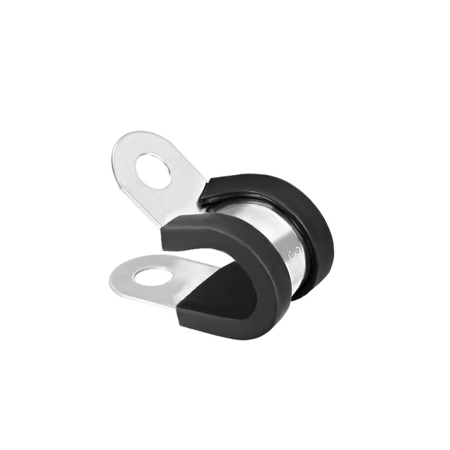 16mm Acier Inox Caoutchouc Coussinée Isolé Pince R Forme Métal Pince 10Pcs