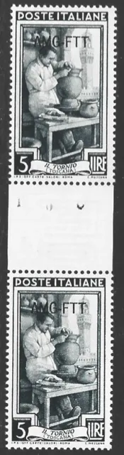 Italy Trieste A AMG-FTT 1950-54 Italy to Work 5L GUTTER PAIR #93 VF-NH