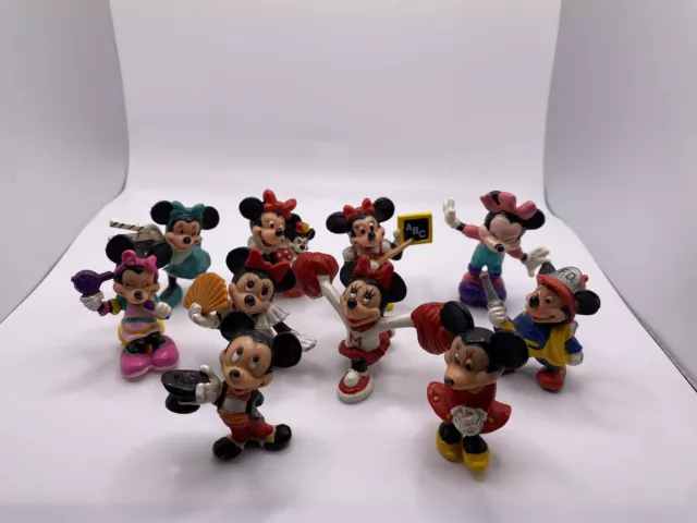 Applause Disney Mickey Mouse PVC Figure Toy Cake Topper 2” Vintage Minnie Lot 10